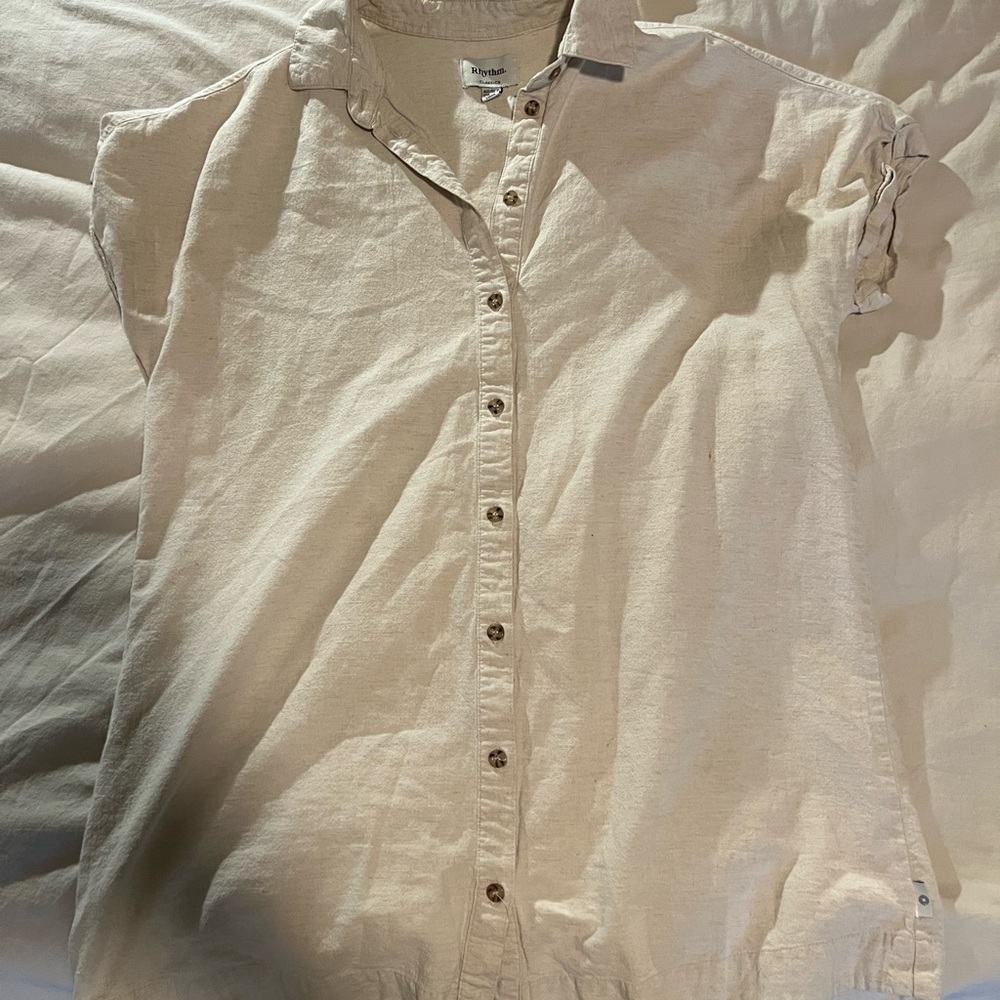 Rhythm Cream Button-Up Swim Cover-Up